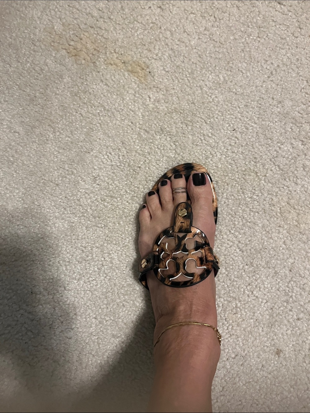 Tory Burch Leopard Print Miller Sandal in Brown and Black